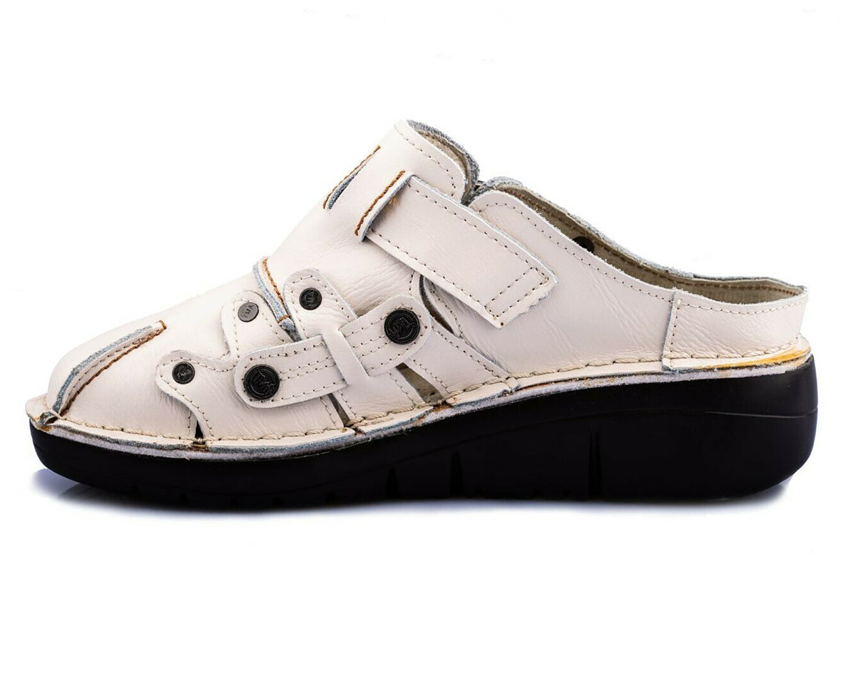 Damen Sandalen | TMA 8890 | Sandaletten | Clogs | Echtleder | weiß | Größen 36 - 42