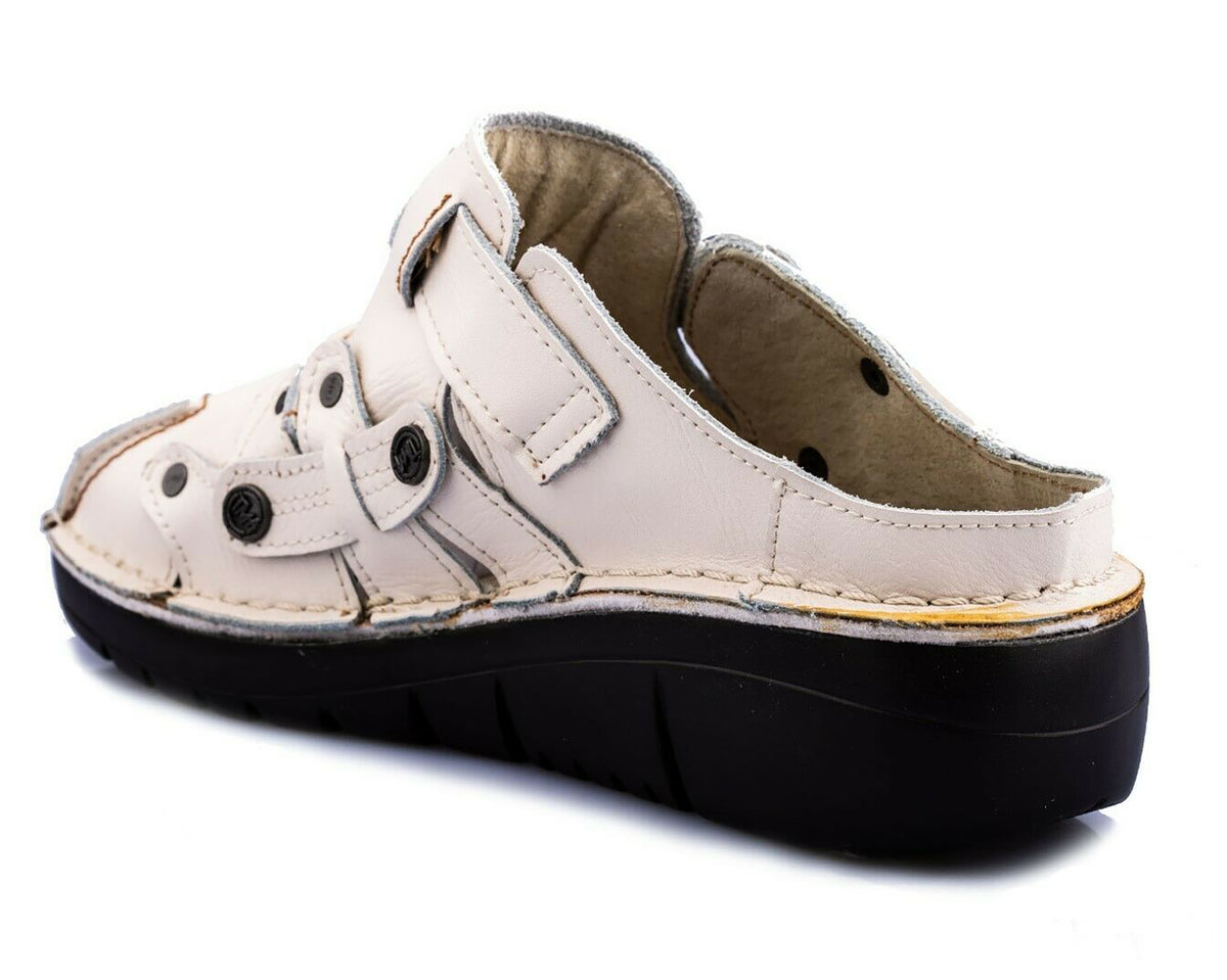 Damen Sandalen | TMA 8890 | Sandaletten | Clogs | Echtleder | weiß | Größen 36 - 42