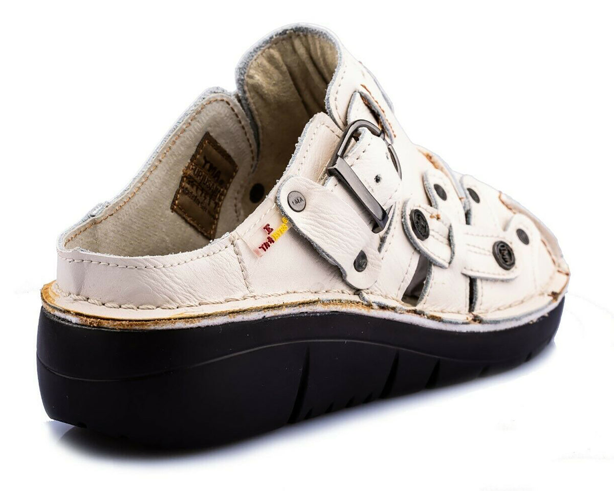 Damen Sandalen | TMA 8890 | Sandaletten | Clogs | Echtleder | weiß | Größen 36 - 42