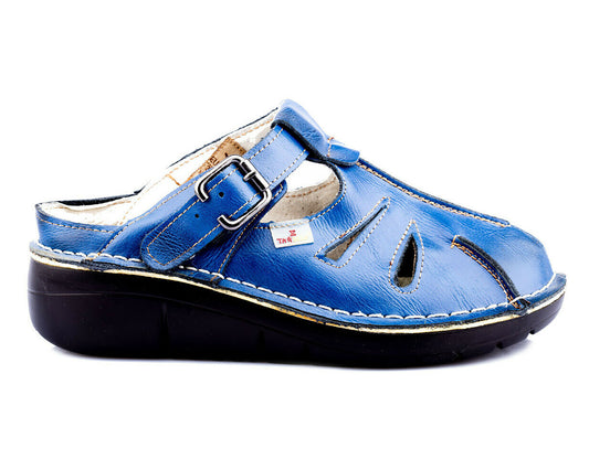 Damen Sandalen | TMA 8898 | Sandaletten | Clogs | Echtleder | blau | Größen 36 - 42