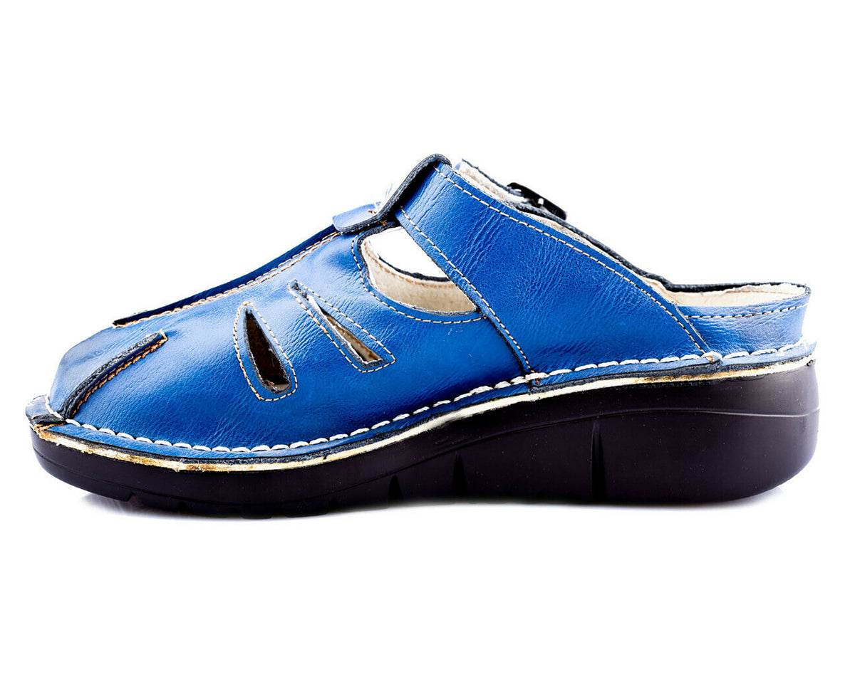 Damen Sandalen | TMA 8898 | Sandaletten | Clogs | Echtleder | blau | Größen 36 - 42