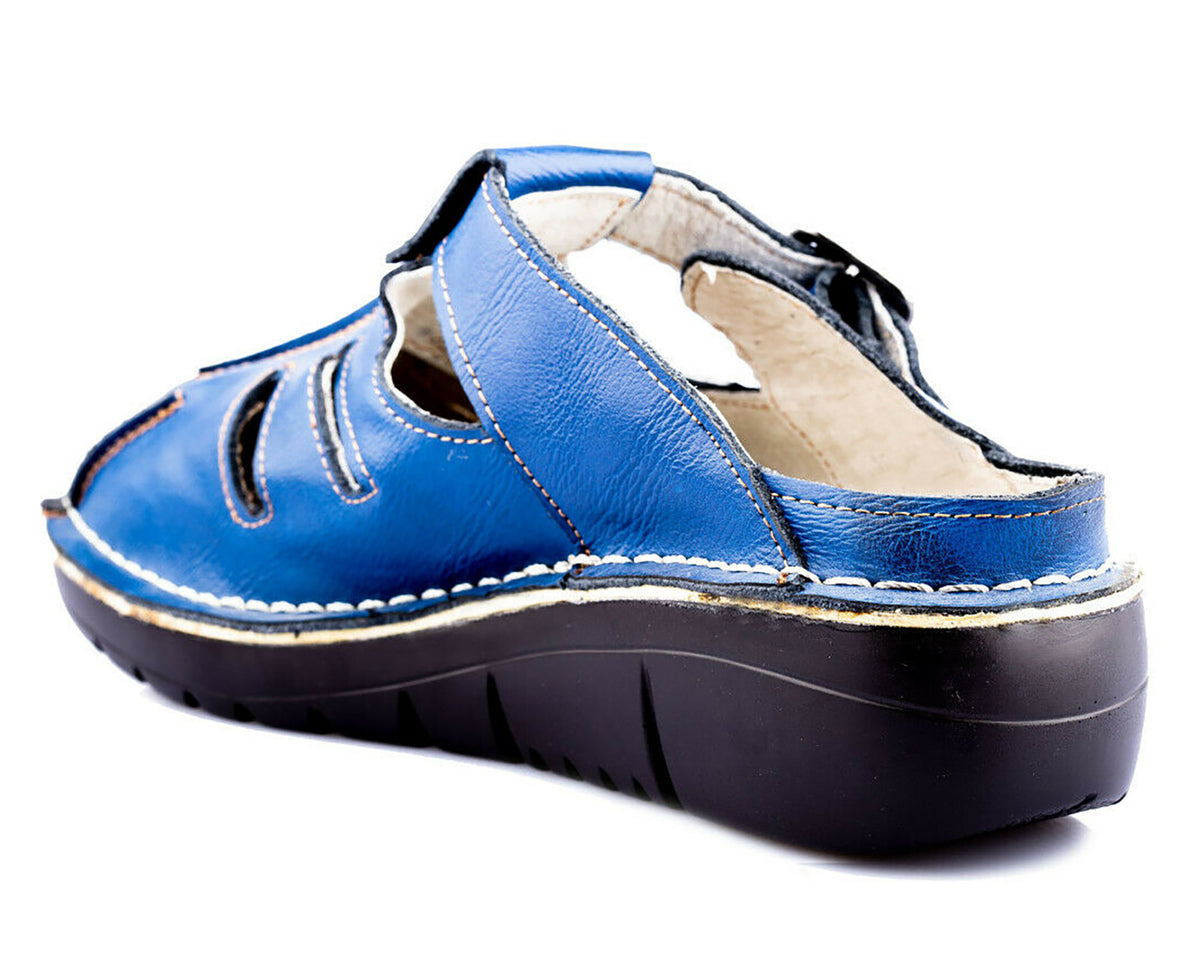 Damen Sandalen | TMA 8898 | Sandaletten | Clogs | Echtleder | blau | Größen 36 - 42