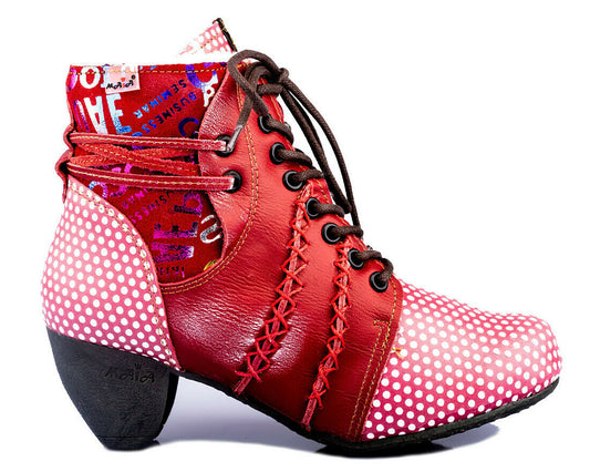 Damen Stiefeletten | TMA 8979F | Winter | gefüttert | Echtleder | rot | Größen 36 - 42
