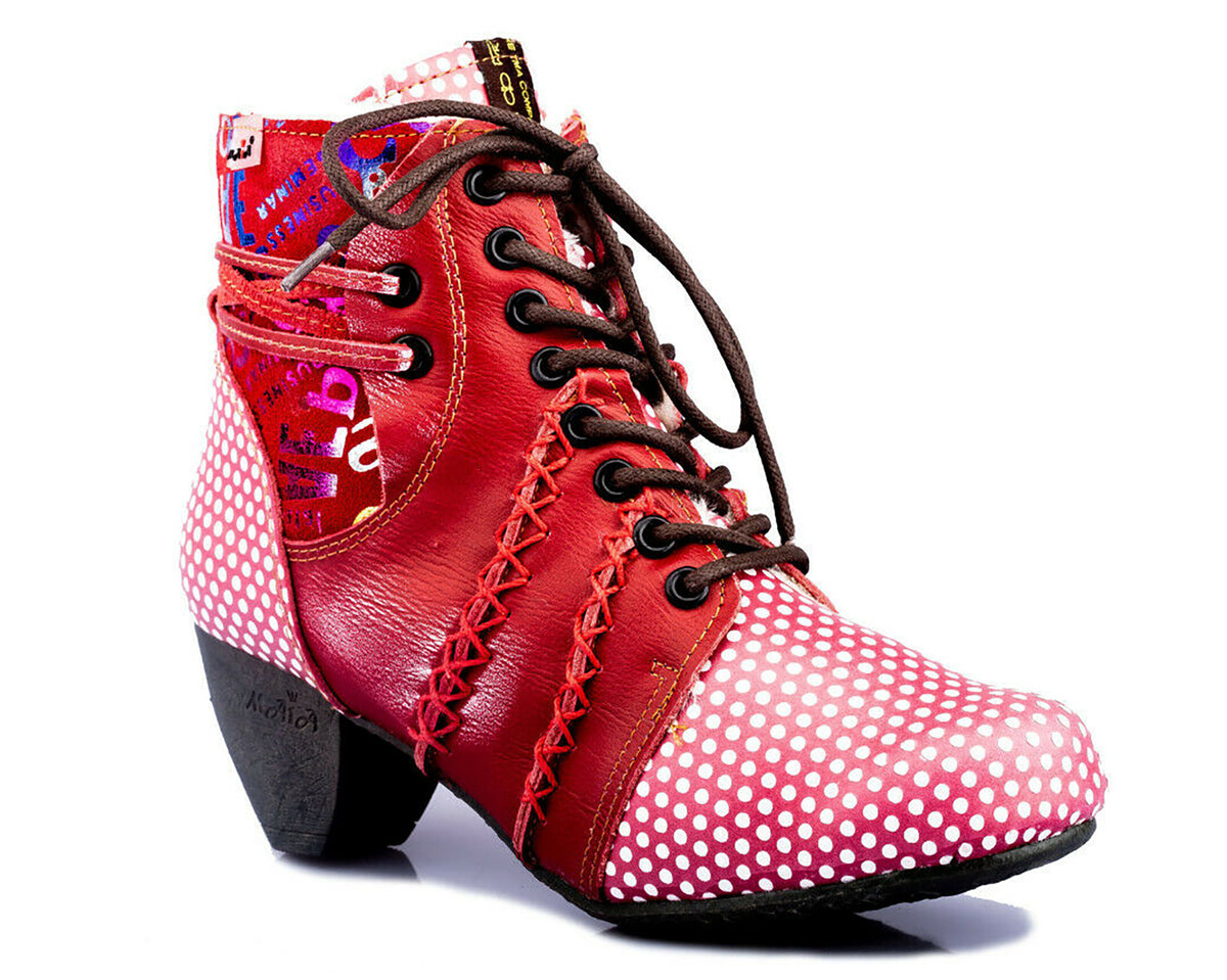 Damen Stiefeletten | TMA 8979F | Winter | gefüttert | Echtleder | rot | Größen 36 - 42