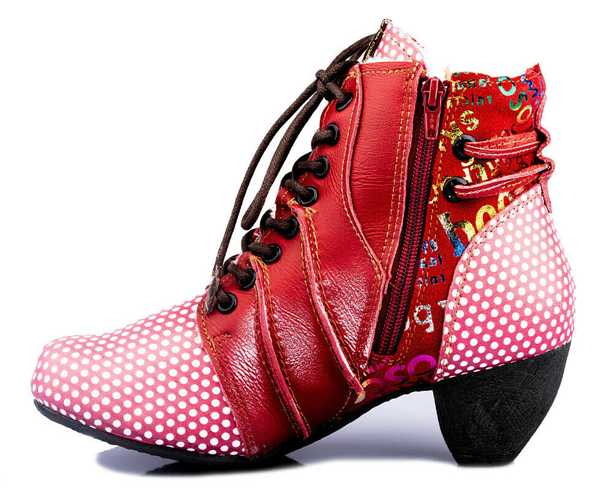 Damen Stiefeletten | TMA 8979F | Winter | gefüttert | Echtleder | rot | Größen 36 - 42