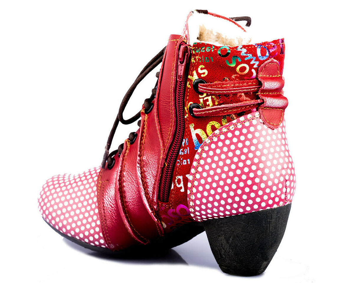 Damen Stiefeletten | TMA 8979F | Winter | gefüttert | Echtleder | rot | Größen 36 - 42