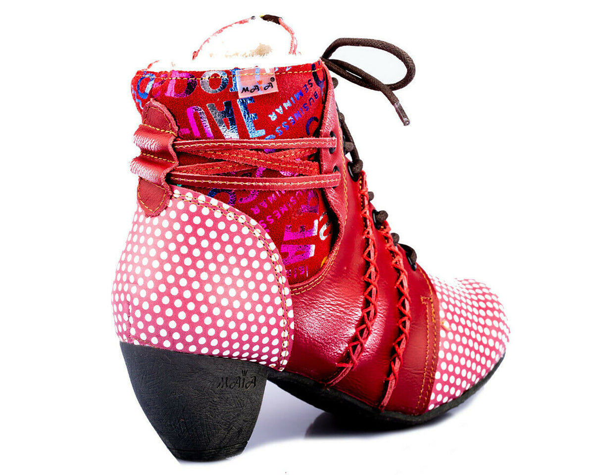 Damen Stiefeletten | TMA 8979F | Winter | gefüttert | Echtleder | rot | Größen 36 - 42